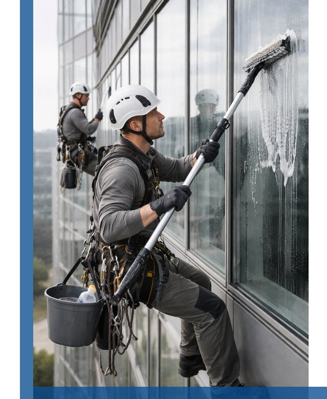 Высотная мойка сплошного остекления с выездом в Краснодаре