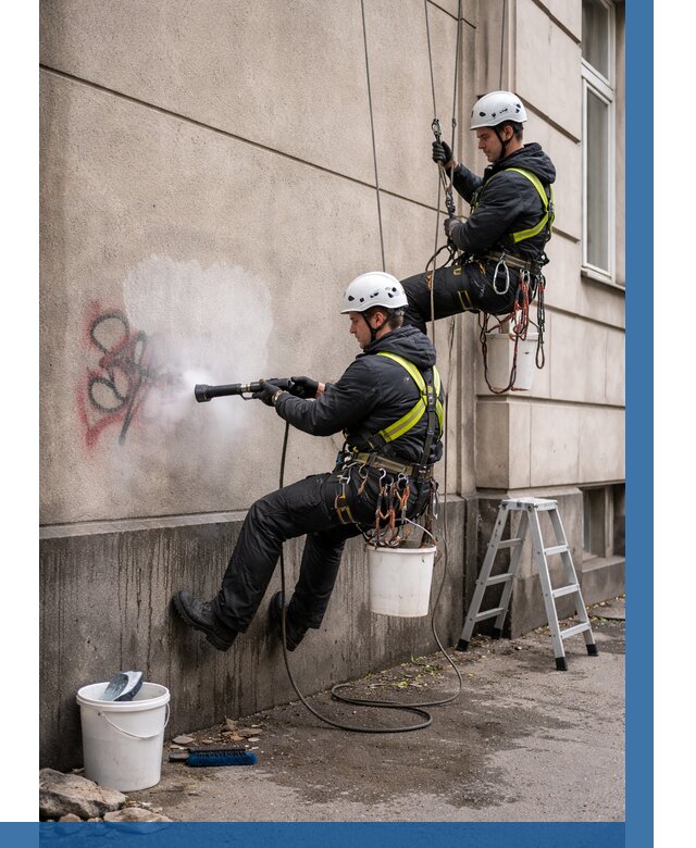 Удаление граффити с фасада в Краснодаре от 4644 р. | ВЫСОТНИК-Ксд