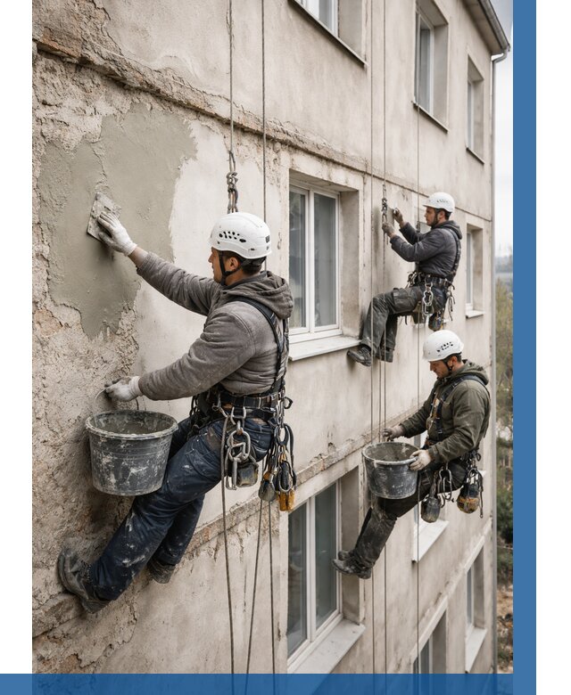 Ремонт штукатурного фасада в Краснодаре от 774 р. под ключ | ВЫСОТНИК-Ксд