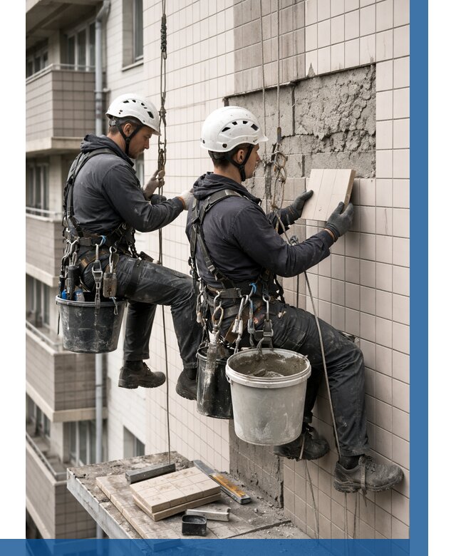 Ремонт облицовки фасада плиткой в Краснодаре от 1857 р. | ВЫСОТНИК-Ксд