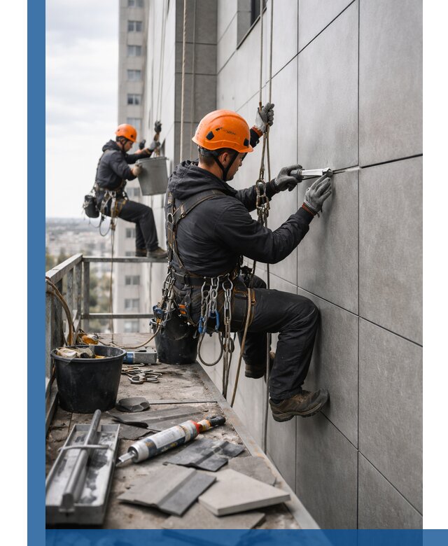 Профессиональный ремонт фасада из керамогранита в Краснодаре