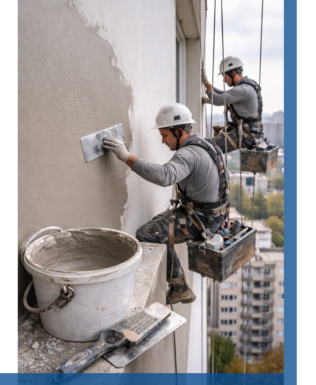 Шпаклевка фасада на высоте в Краснодаре от 722 р. | ВЫСОТНИК-Ксд