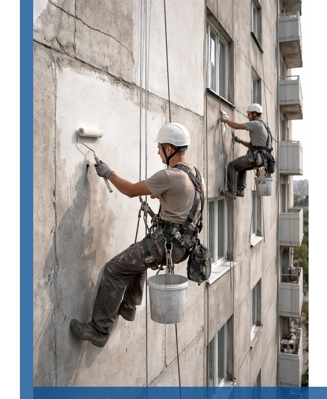 Покраска бетонного фасада в Краснодаре для жилых и промышленных объектов