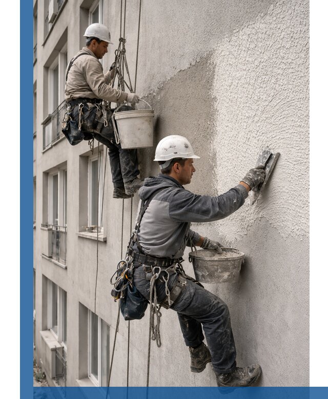 Нанесение декоративной штукатурки короед на фасад в Краснодаре