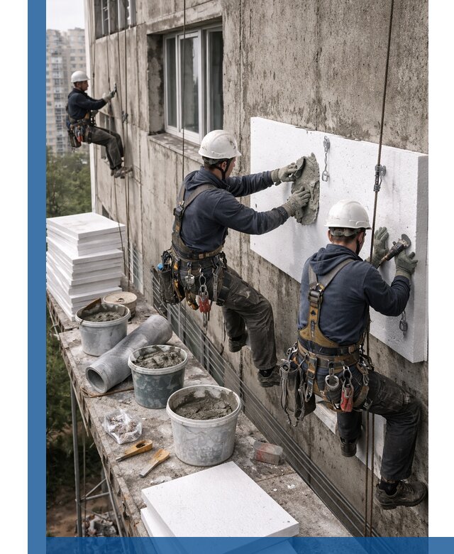 Утепление фасада пенополистиролом в Краснодаре под ключ