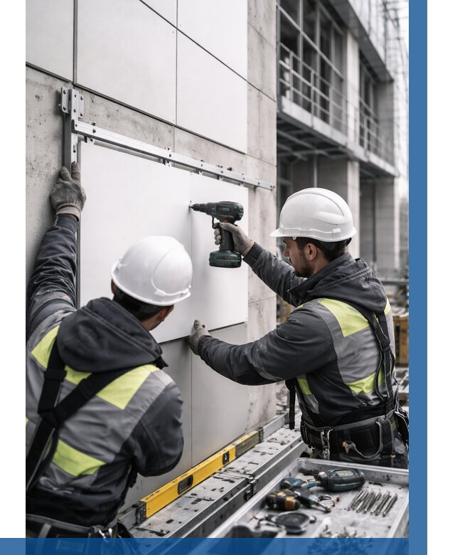 Монтаж композитных панелей фасада в Краснодаре от 2580 р. | ВЫСОТНИК-Ксд