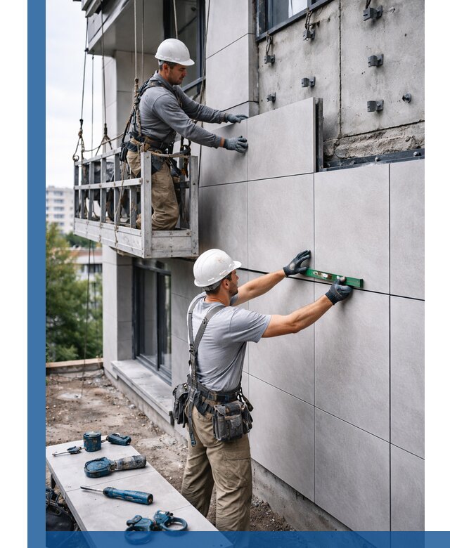 Монтаж керамогранита на фасад в Краснодаре под ключ с гарантией качества