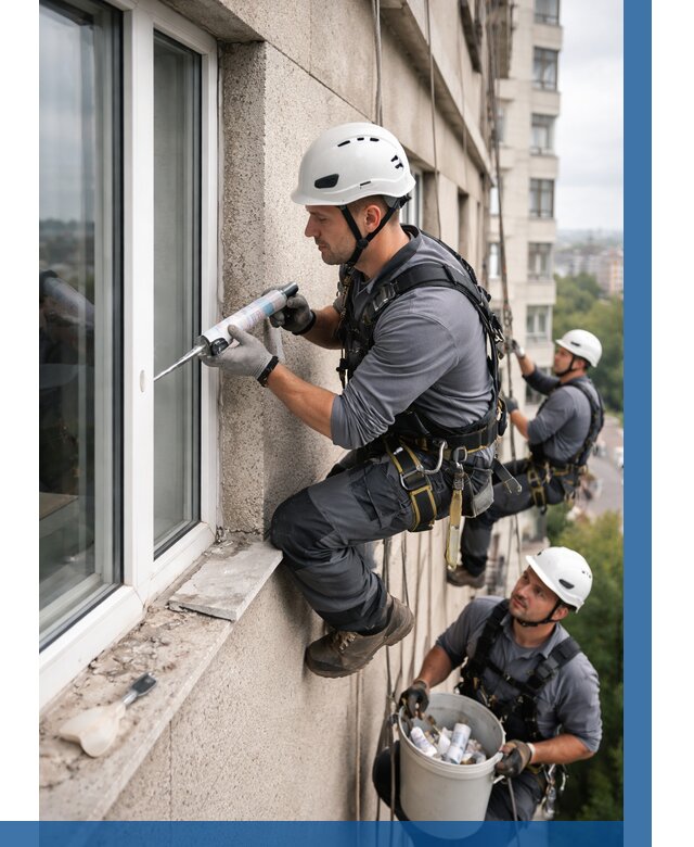 Герметизация оконных швов снаружи в Краснодаре от 1548 р. | ВЫСОТНИК-Ксд