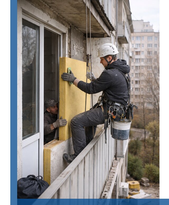 Профессиональное утепление балкона снаружи в Краснодаре под ключ