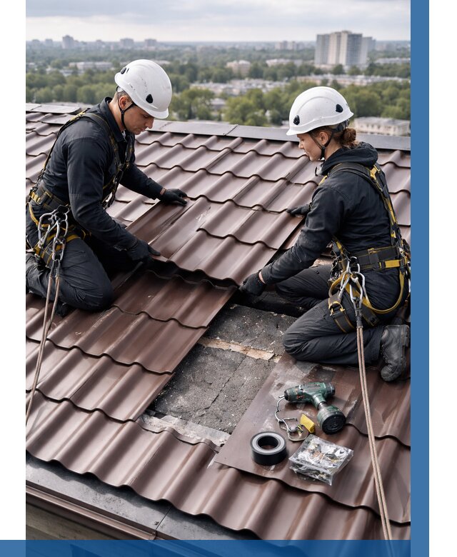 Ремонт металлочерепицы на крыше в Краснодаре от 929 р. | ВЫСОТНИК-Ксд