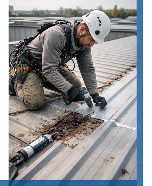 Ремонт профнастила на кровле в Краснодаре от 722 р. | ВЫСОТНИК-Ксд