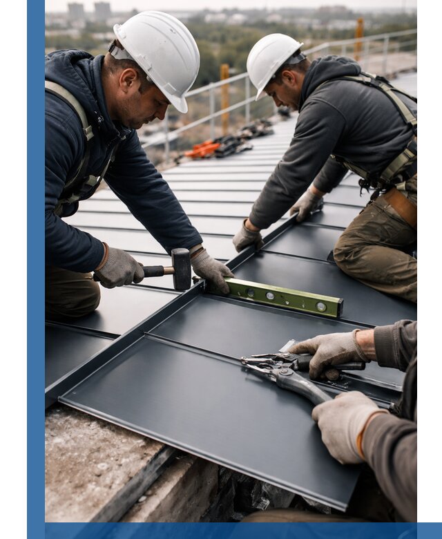 Монтаж фальцевой кровли в Краснодаре для промышленных зданий