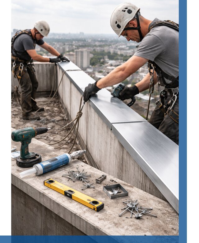 Монтаж парапетных крышек в Краснодаре от 826 р. | ВЫСОТНИК-Ксд