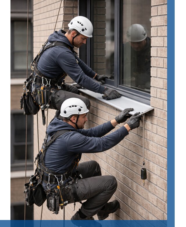 Монтаж оконных отливов под ключ в Краснодаре от 3612 р. | ВЫСОТНИК-Ксд