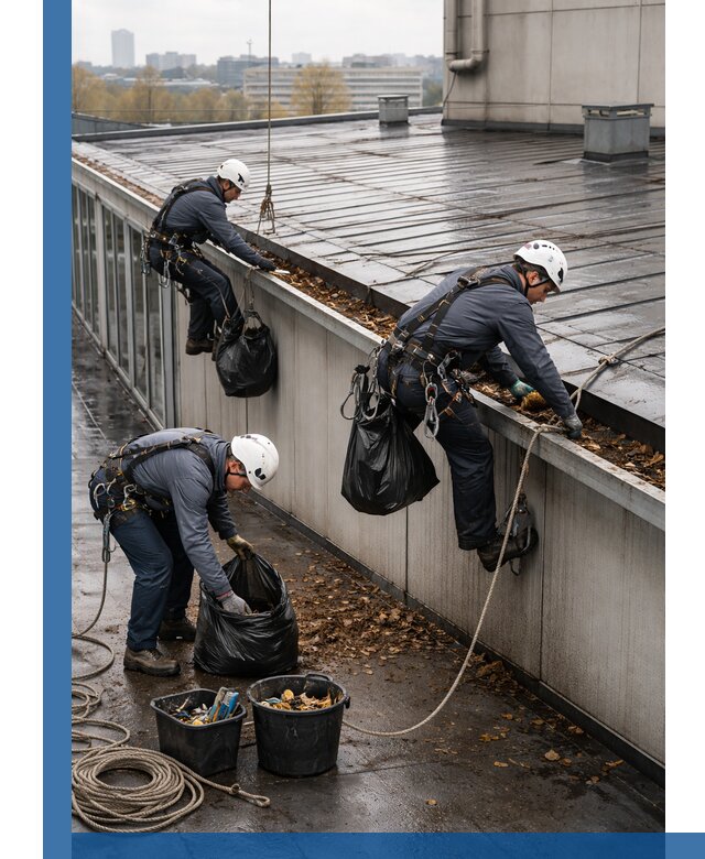 Очистка кровли по периметру в Краснодаре силами промышленных альпинистов