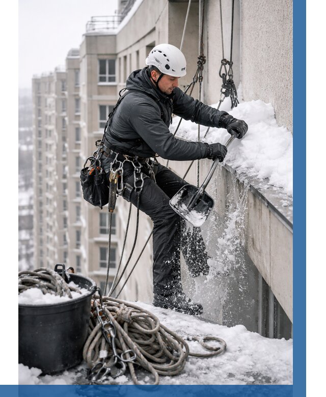 Очистка карнизов от снега в Краснодаре от 310 р. | ВЫСОТНИК-Ксд