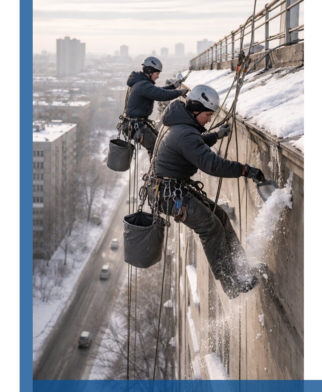 Очистка карнизов от снега в Краснодаре профессионально и безопасно
