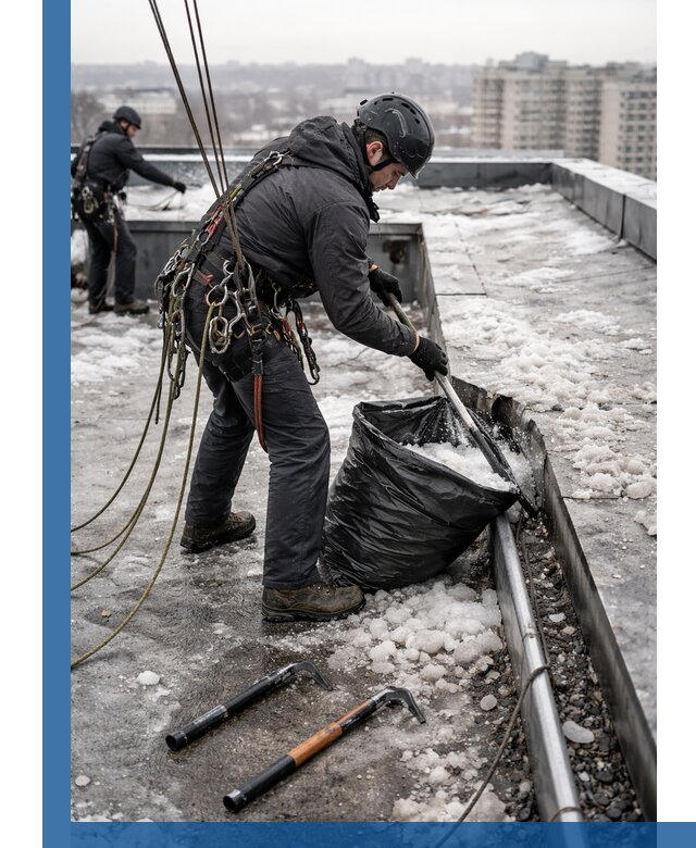 Аварийная очистка кровли в Краснодаре от промальпинистов