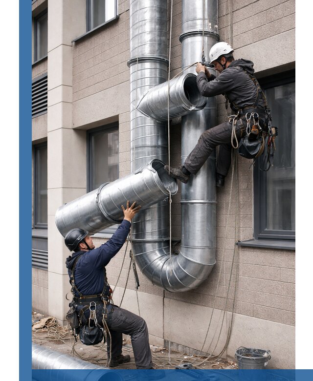 Монтаж фасадных воздуховодов в Краснодаре с герметизацией и крепежом