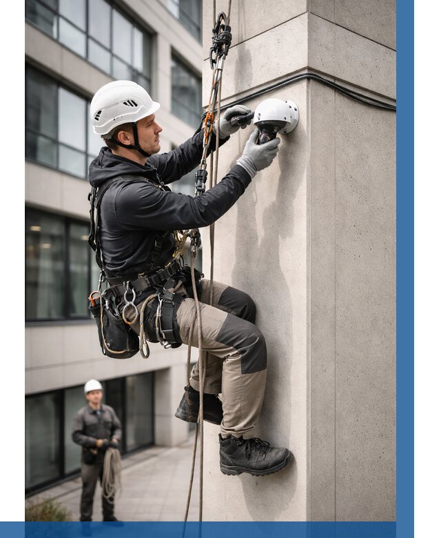 Монтаж камер видеонаблюдения на фасаде в Краснодаре от 8771 р.-ВЫСОТНИК-Ксд