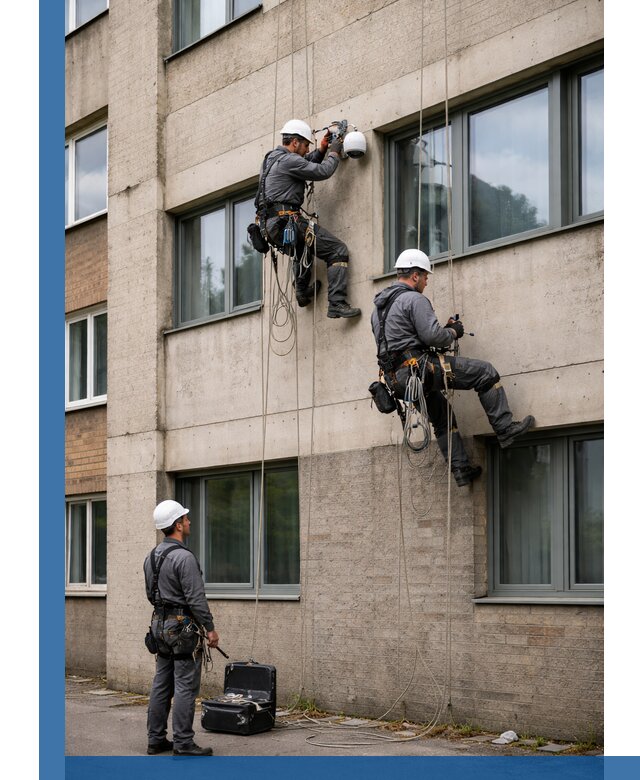 Монтаж фасадных камер видеонаблюдения в Краснодаре под ключ