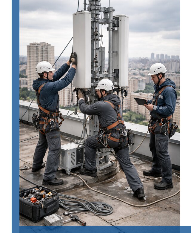 Монтаж антенн связи на крыше в Краснодаре с вводом в эксплуатацию