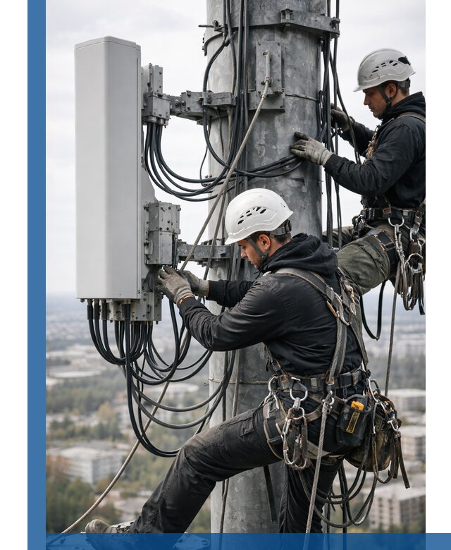 Монтаж оборудования связи на мачте в Краснодаре с пусконаладкой