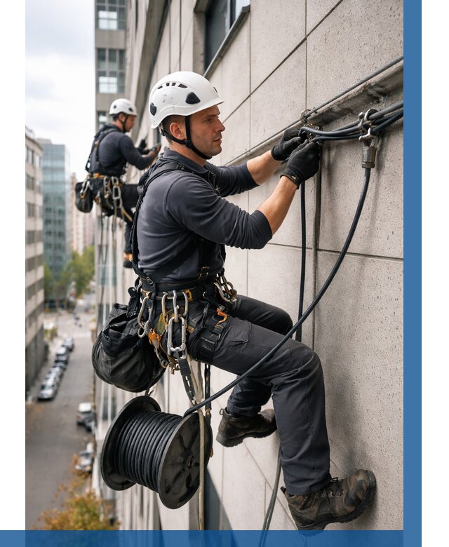 Прокладка кабеля по фасаду в Краснодаре от 361 р. | ВЫСОТНИК-Ксд