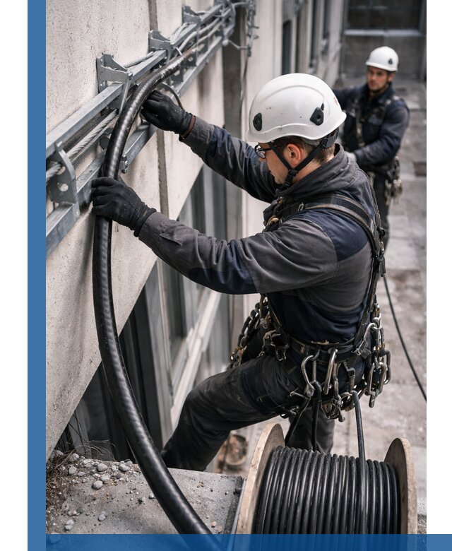 Протяжка кабеля питания на высоте в Краснодаре с гарантией безопасности и качества