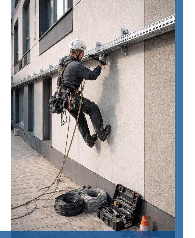 Монтаж кабельных лотков на фасаде в Краснодаре от 1238 р. | ВЫСОТНИК-Ксд