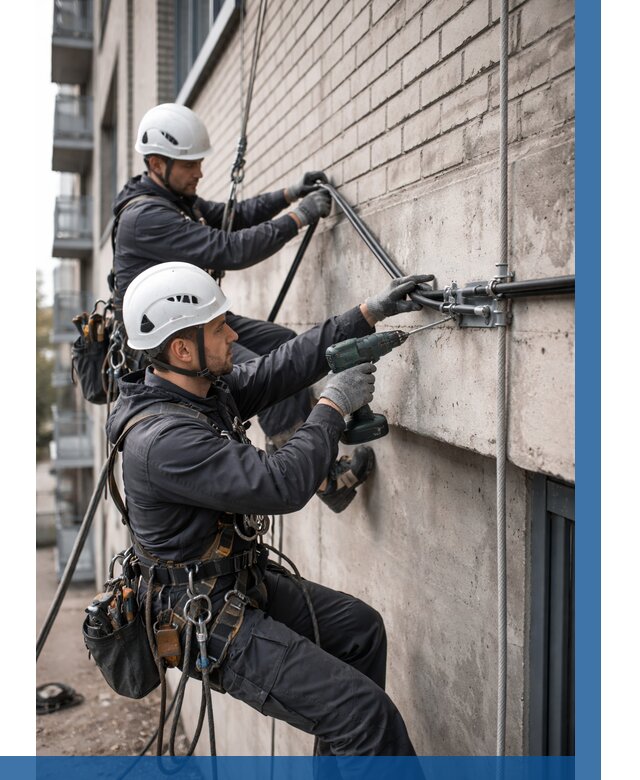 Крепление кабеля на фасаде в Краснодаре от 361 р. | ВЫСОТНИК-Ксд