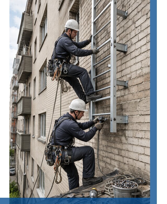 Монтаж пожарной лестницы в Краснодаре от 25798 р заказать у ВЫСОТНИК-Ксд