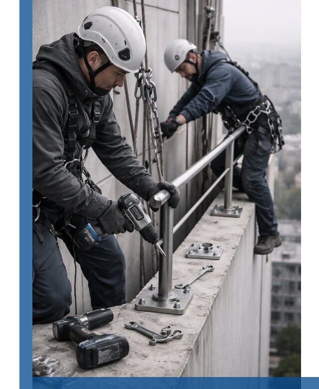 Монтаж перил на высоте в Краснодаре для жилых и промобъектов