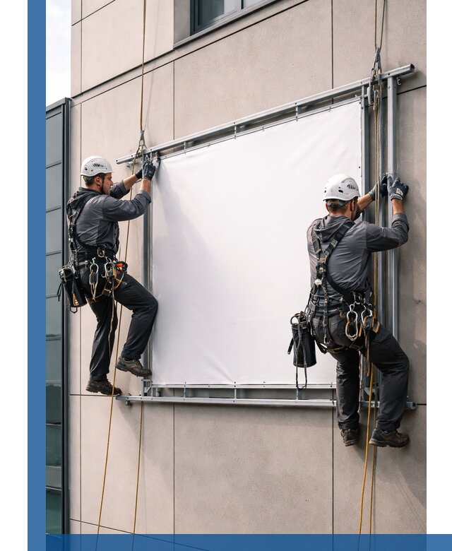 Монтаж наружной рекламной вывески в Краснодаре под ключ