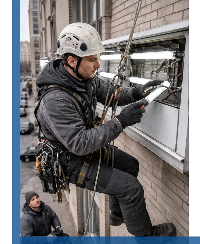 Профессиональная замена ламп в наружной вывеске в Краснодаре