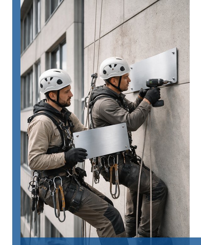 Монтаж табличек и указателей в Краснодаре для зданий и сооружений