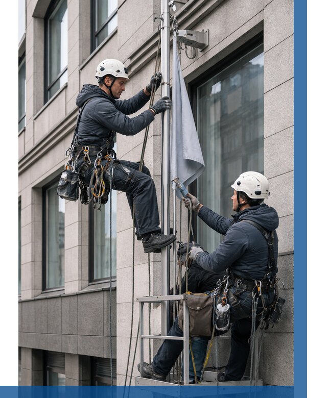 Установка флагов на фасаде в Краснодаре от 4644 р. | ВЫСОТНИК-Ксд