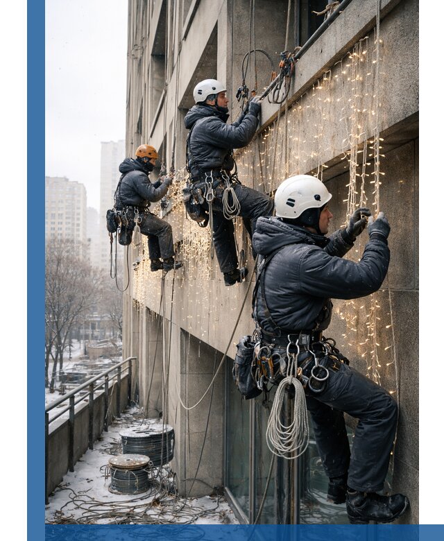 Монтаж новогодней иллюминации и украшение фасадов в Краснодаре