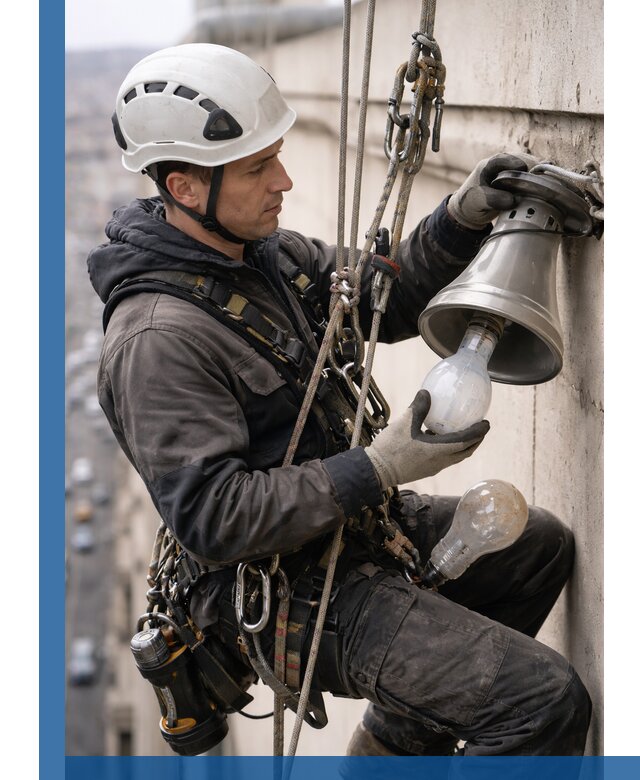 Замена ламп на высоте в Краснодаре профессионально и быстро