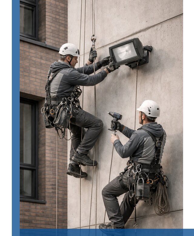 Профессиональный монтаж фасадных прожекторов в Краснодаре под ключ