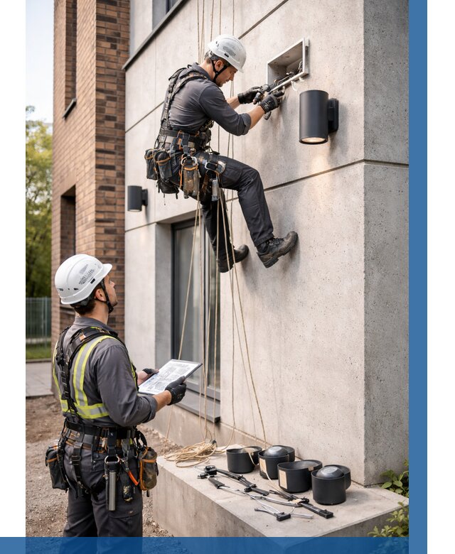 Монтаж фасадного освещения в Краснодаре от 2580 р. | ВЫСОТНИК-Ксд