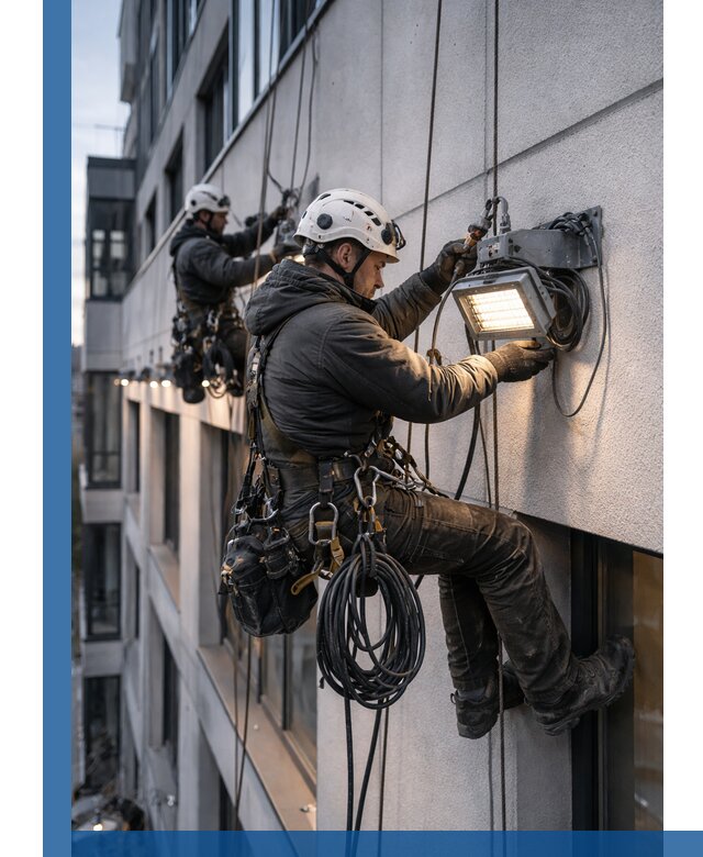 Монтаж фасадного освещения в Краснодаре установка и подключение