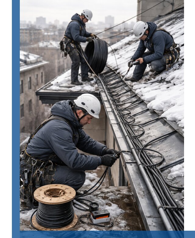 Монтаж греющего кабеля на кровле в Краснодаре под ключ