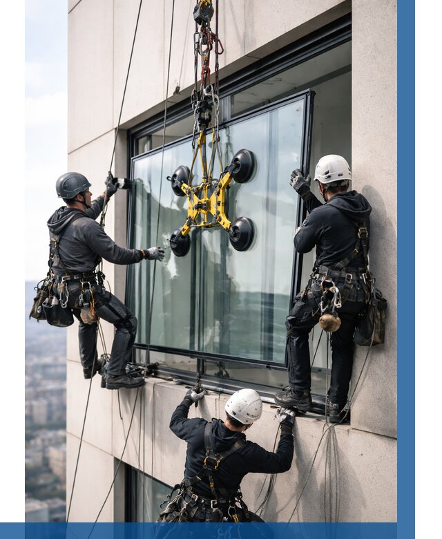 Монтаж стеклопакетов на высоте в Краснодаре от 3302 р. | ВЫСОТНИК-Ксд