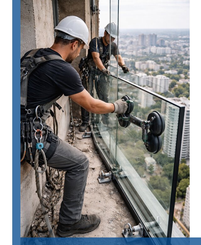 Монтаж стеклянных ограждений под ключ с гарантией в Краснодаре