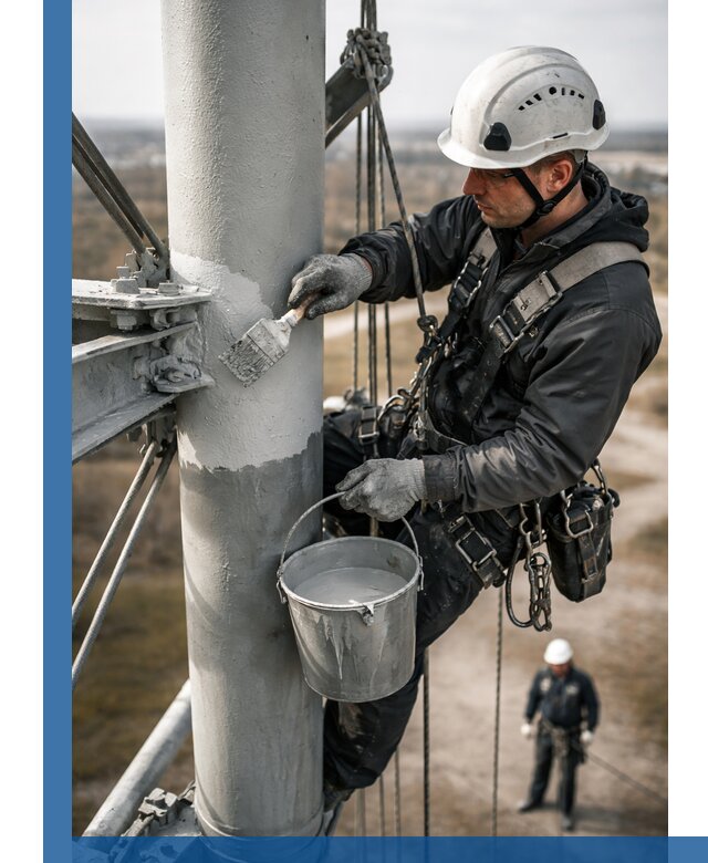 Покраска мачт связи в Краснодаре промышленными альпинистами