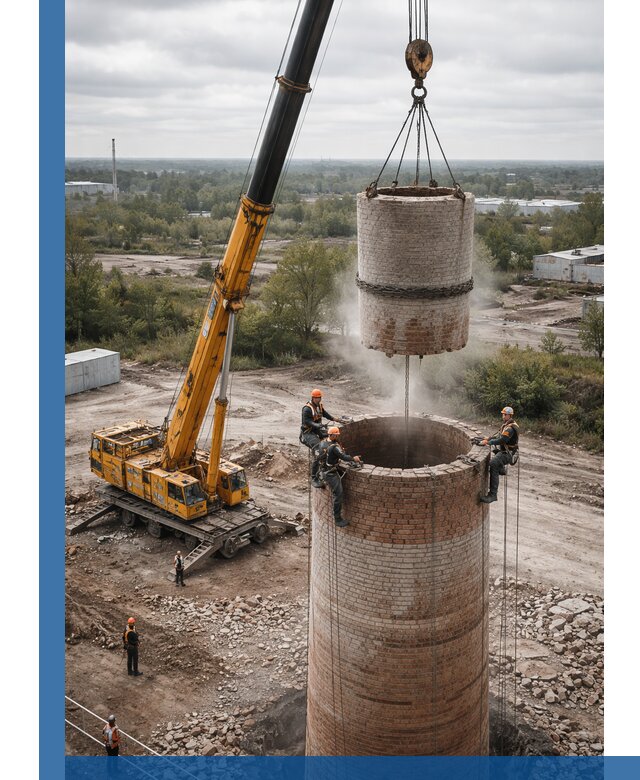 Демонтаж дымовой трубы в Краснодаре с гарантиями безопасности