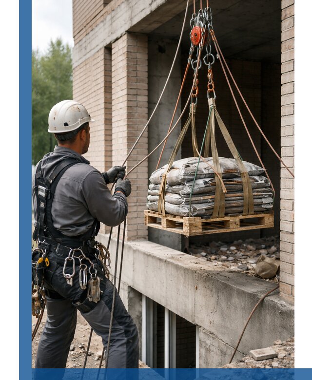 Подъем материалов на этаж веревками в Краснодаре оперативно