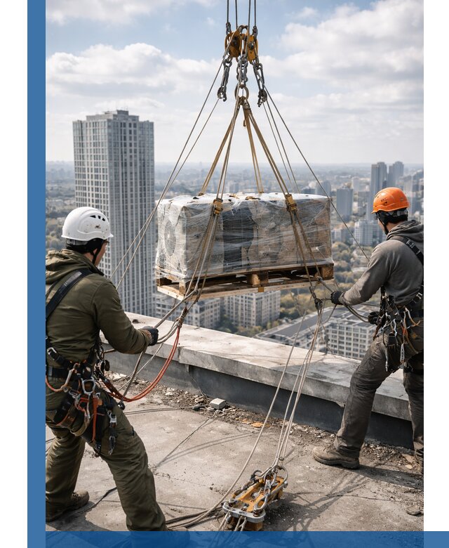 Подъем и монтаж крупногабаритных грузов на крышу в Краснодаре