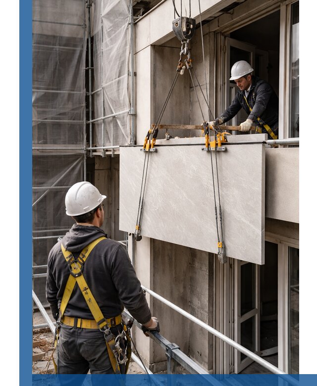 Подъем керамогранита на этаж в Краснодаре грузчиками и техникой